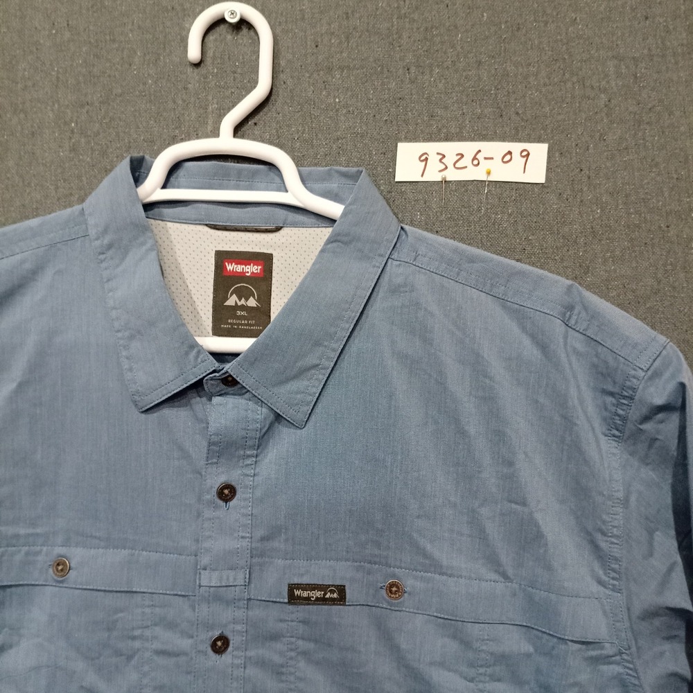 Wrangler Outdoor Series Mens 3XL Blue Long Sleeve Ventilated Fishing Shirt NWT